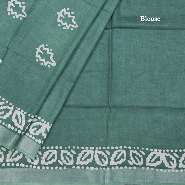 KTSR42022-4-Semi-Linen-Jade-Green-Shibori-Printed-Saree-blouse
