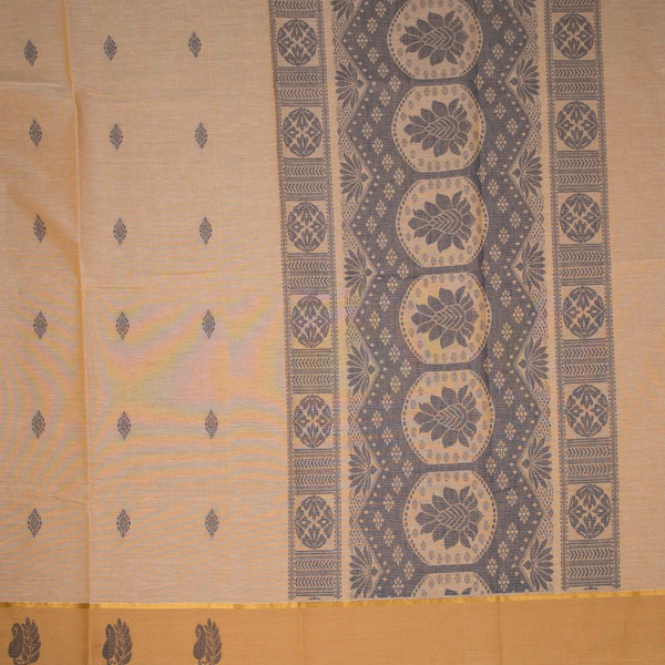 KTSR42057-2-Negamam-Cotton-Sandal-Thread-Embossed-Saree-full-veiw