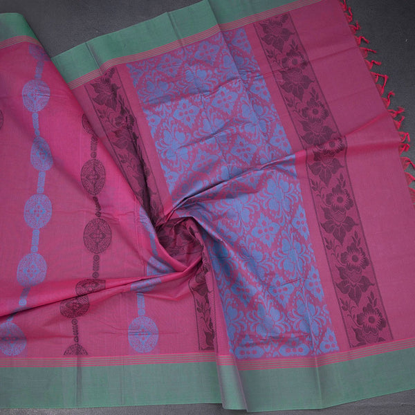 KTSR42068-5-Negamam-Cotton-Hot-Pink-Thread-Embossed-Saree-crush