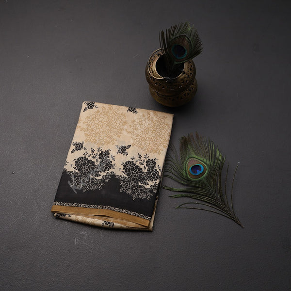 Pure Silk Printed Cream Saree 02