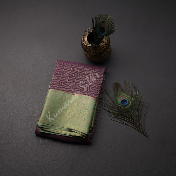 Plum Purple Pure Mysore Crepe Silk Saree