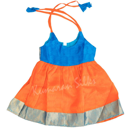 Pure Silk Azure Blue 10 Years Baby Frock 02