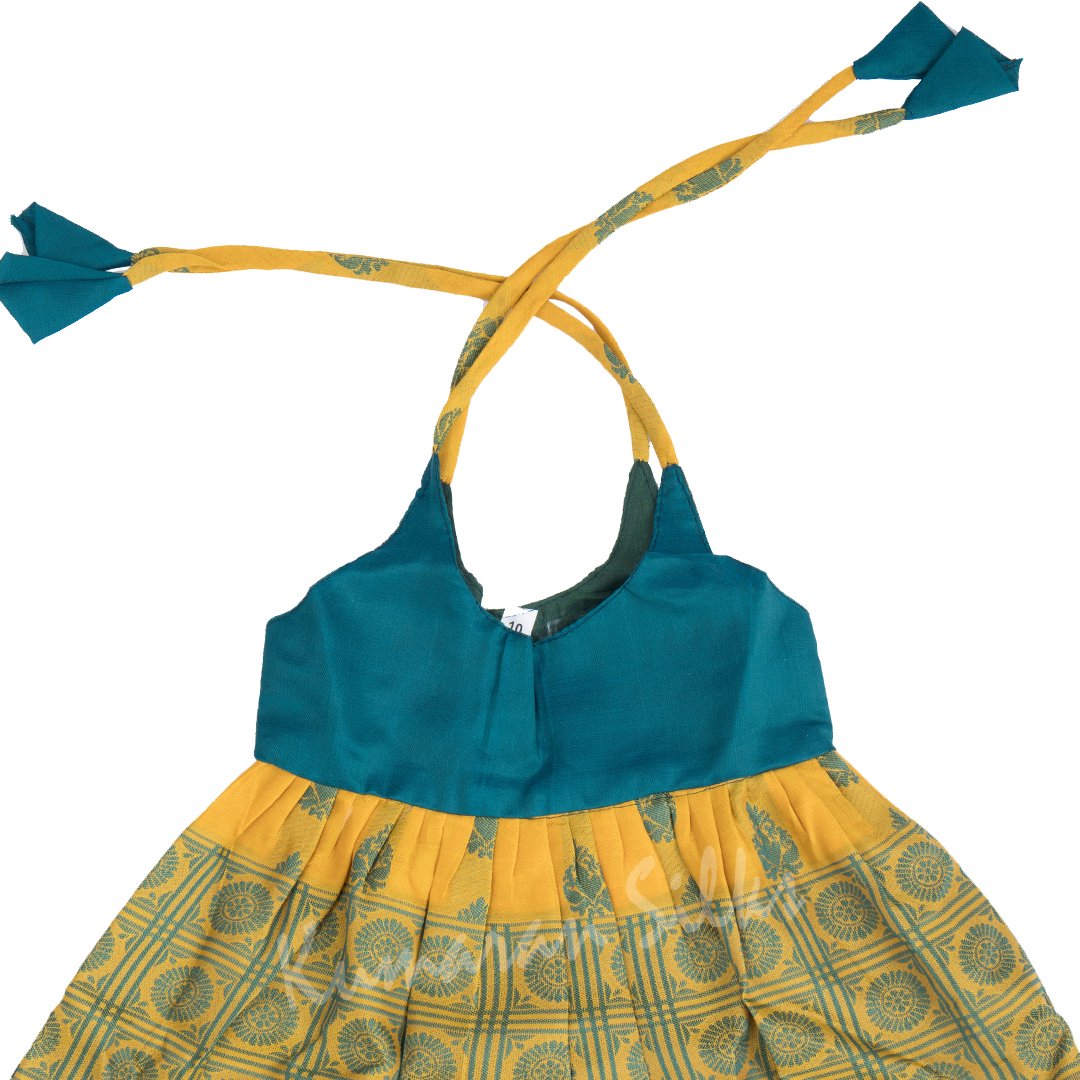 Pure Silk Peacock Green 10 Years Baby Frock