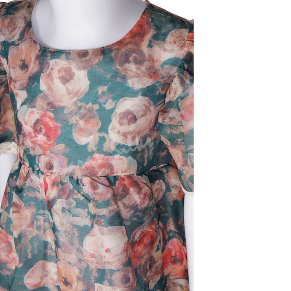 Green Printed Short Frock