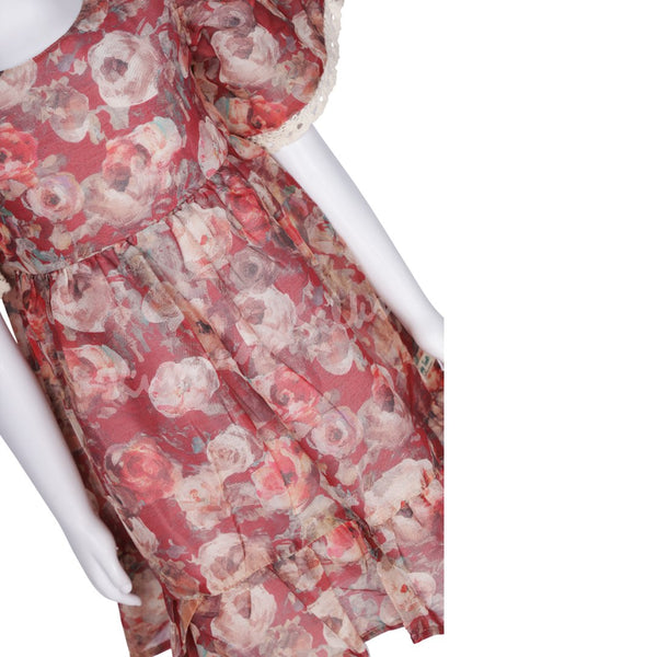 Dark Peach Printed Short Frock