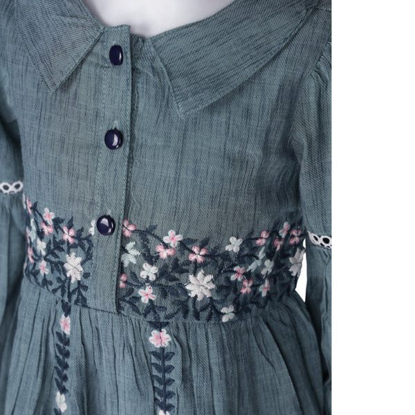 Grey Embroidered Short Frock