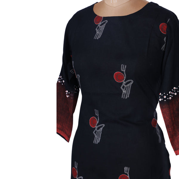 Cotton Printed Black Kurtis