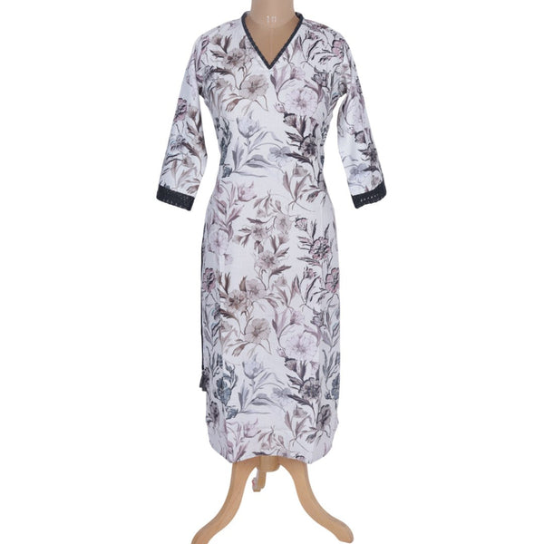 Cotton Printed Cream Kurtis