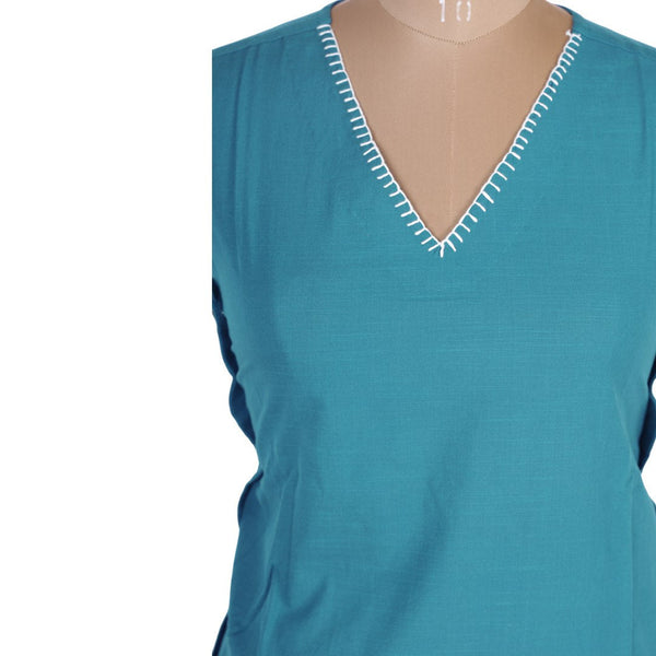 Cotton Plain Peacock Blue Kurtis