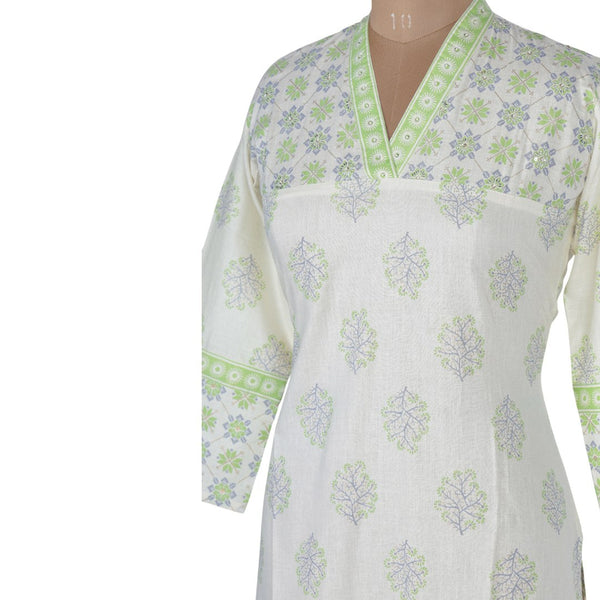 Cotton Printed Cream Kurtis 03