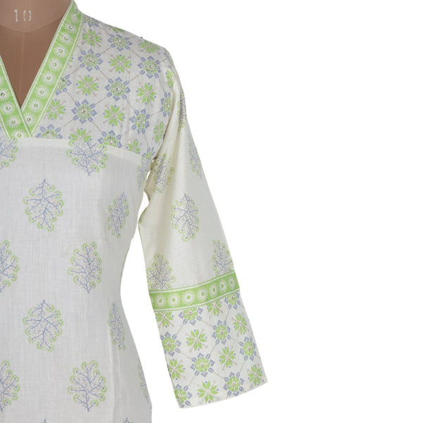Cotton Printed Cream Kurtis 03