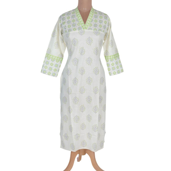Cotton Printed Cream Kurtis 03