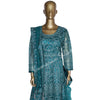 Netted Peacock Green Gown With Stone Work