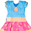 Pure Silk Light Sky Blue With Dark Pink 1 Years Baby Pavadai Set