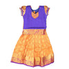 Pure Silk Percian Blue With Gold Yellow 2 Years Baby Pavadai Set