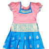 Pure Silk Light Pink With Sky Blue 2 Years Baby Pavadai Set