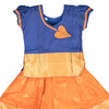 Pure Silk Navy Blue With Marigold 3 Years Baby Pavadai Set