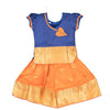 Pure Silk Navy Blue With Marigold 3 Years Baby Pavadai Set
