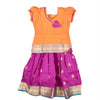 Pure Silk Apricot Orange With Magenta 3 Years Baby Pavadai Set