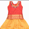Pure Silk Orange With Mango Yellow 4 Years Baby Pavadai Set