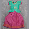 Pure Silk Ramar Green With Magenta Pink 6 Years Baby Pavadai Set