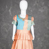 Aqua Blue And Peach Embossed Kids Pavadai