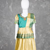 Green And Mustard Yellow Embossed Kids Pavadai