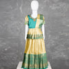 Green And Mustard Yellow Embossed Kids Pavadai