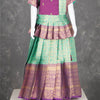 Purple And Green Embossed Kids Pavadai