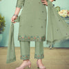Silk Cotton Sage Green Salwar Suit 02 - Kumaran Silks