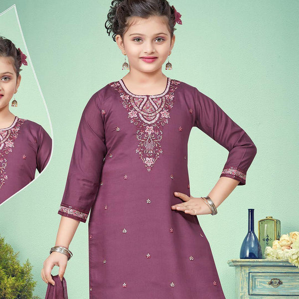Silk Cotton Wine Salwar Suit - Kumaran Silks