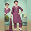 Silk Cotton Wine Salwar Suit - Kumaran Silks