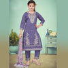 Silk Cotton Grape Violet Salwar Suit - Kumaran Silks
