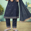 Silk Cotton Navy Blue Salwar Suit 02 - Kumaran Silks