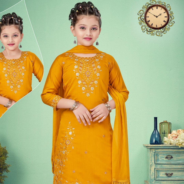 Silk Cotton Mustard Salwar Suit 04 - Kumaran Silks