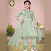 Silk Cotton Pista Green Salwar Suit 02 - Kumaran Silks