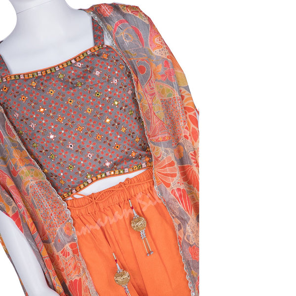 Grey Printed Palazzo Set