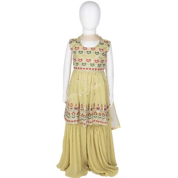 Pista Green Embroidered Palazzo Set