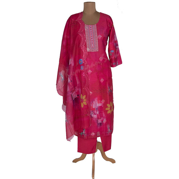 Hot Pink Embroidered Readymade Salwar Suit