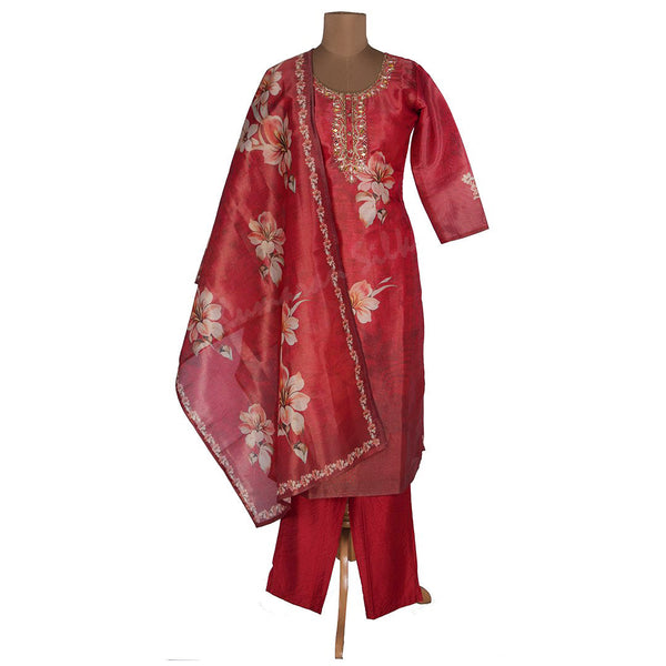 Peach Printed Readymade Salwar Suit