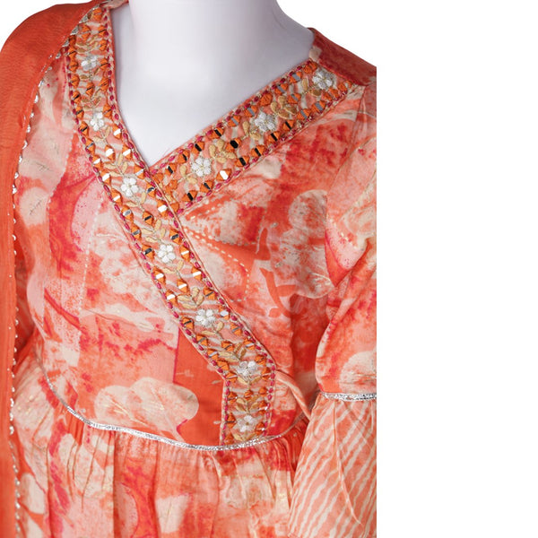 Peach Printed Patiyala Set