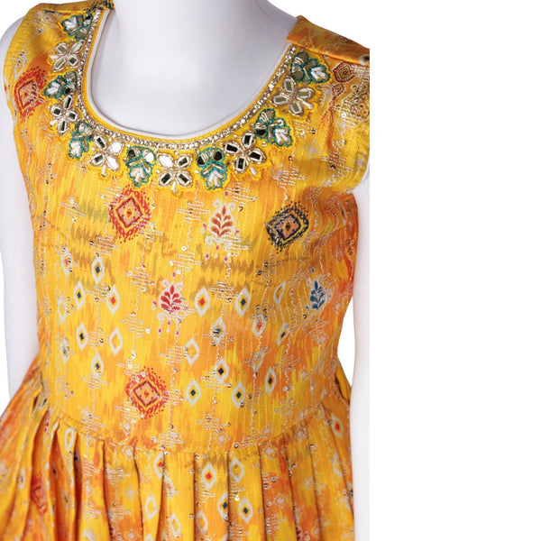 Mango Yellow Embroidered Patiyala Set