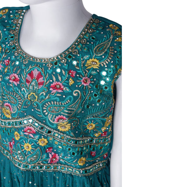 Peacock Blue Embroidered Palazzo Set