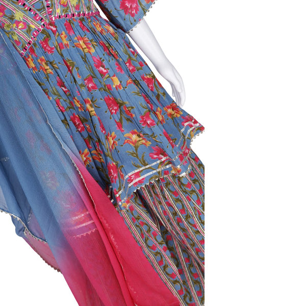 Greyish Blue Printed Palazzo Set