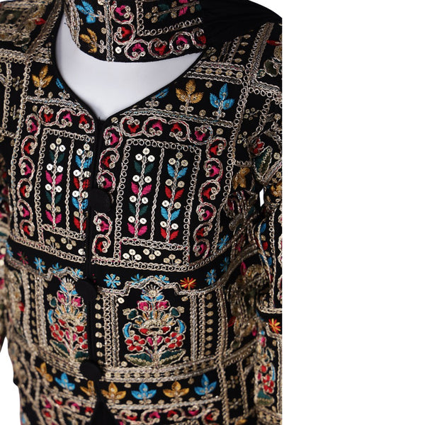 Black Embroidered Palazzo Set 02