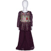 Wine Colour Embroidered Palazzo Set