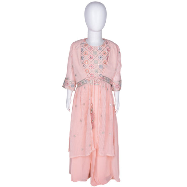 Light Peach Embroidered Palazzo Set
