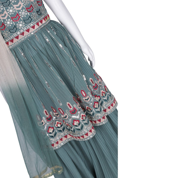 Sage Green Embroidered Palazzo Set