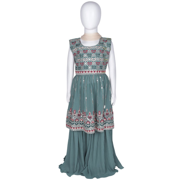 Sage Green Embroidered Palazzo Set