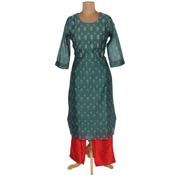 Teal Green Printed Readymade Salwar Without Dupatta
